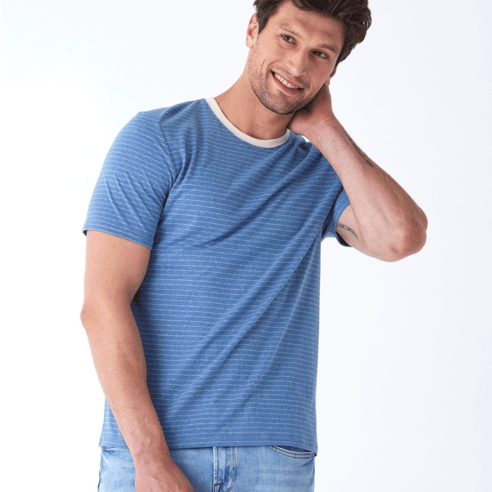 STRIPEโ TRIBLEND JERSEY CREW TEE